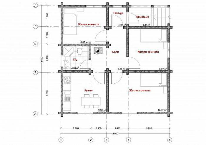 un projet de maison d'un bar 8х8