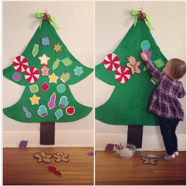 Modèle simple: arbre de Noël en feutre et tissu