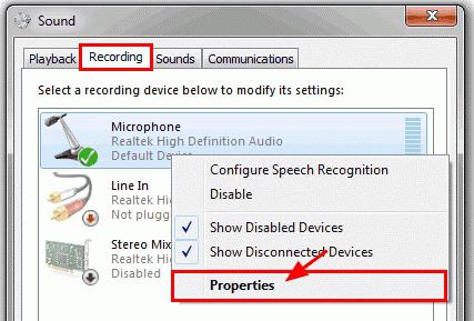 Comment configurer un microphone sur Windows 7: Instruction