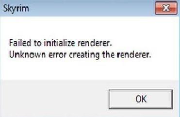 comment lancer skyrim si l'écriture n'a pas réussi à initialiser le rendu
