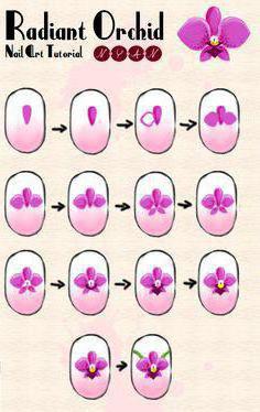 Comment dessiner des orchidées sur des ongles: instruction étape par étape