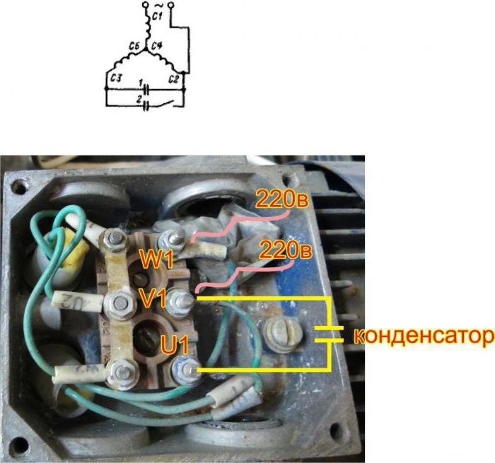 Schéma de connexion du moteur. Connexion du moteur électrique monophasé